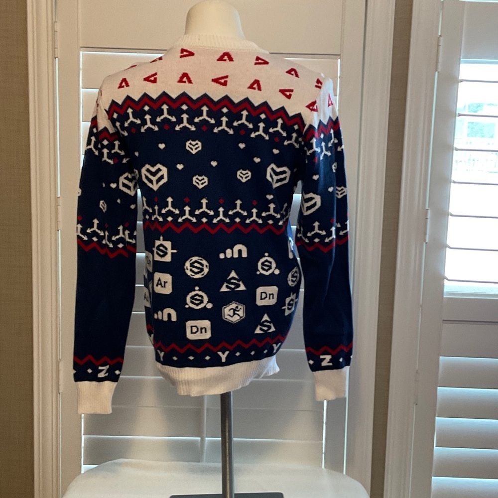3D Graphic Men's Sweater - Navy and White - Picture 3 of 6